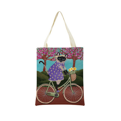 Cartoon Ryan Conners Cat Double Sided Print Пазарска чанта Еко удобни чанти за съхранение Външна сгъваема преносима дамска чанта