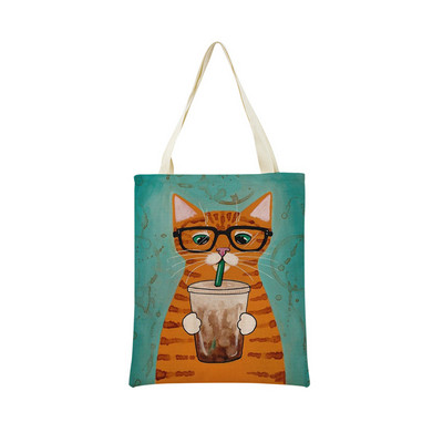 Cartoon Ryan Conners Cat Double Sided Print Пазарска чанта Еко удобни чанти за съхранение Външна сгъваема преносима дамска чанта