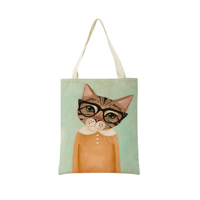 Cartoon Ryan Conners Cat Double Sided Print Пазарска чанта Еко удобни чанти за съхранение Външна сгъваема преносима дамска чанта