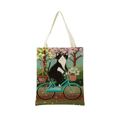 Cartoon Ryan Conners Cat Double Sided Print Пазарска чанта Еко удобни чанти за съхранение Външна сгъваема преносима дамска чанта