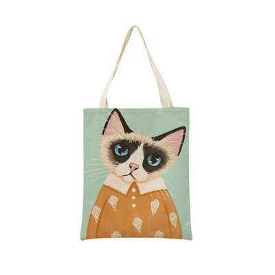 Cartoon Ryan Conners Cat Double Sided Print Пазарска чанта Еко удобни чанти за съхранение Външна сгъваема преносима дамска чанта