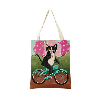 Cartoon Ryan Conners Cat Double Sided Print Пазарска чанта Еко удобни чанти за съхранение Външна сгъваема преносима дамска чанта