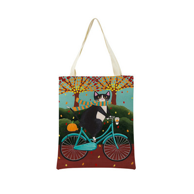 Cartoon Ryan Conners Cat Double Sided Print Пазарска чанта Еко удобни чанти за съхранение Външна сгъваема преносима дамска чанта