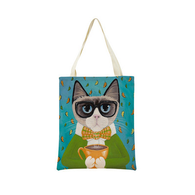 Cartoon Ryan Conners Cat Double Sided Print Пазарска чанта Еко удобни чанти за съхранение Външна сгъваема преносима дамска чанта