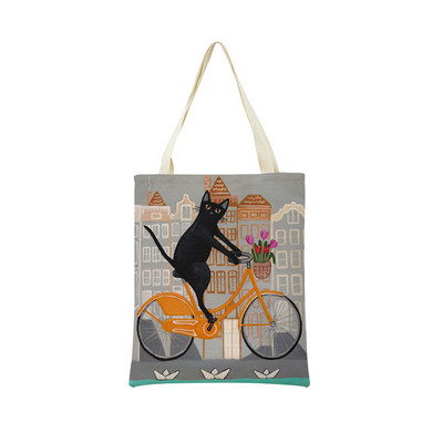 Cartoon Ryan Conners Cat Double Sided Print Пазарска чанта Еко удобни чанти за съхранение Външна сгъваема преносима дамска чанта