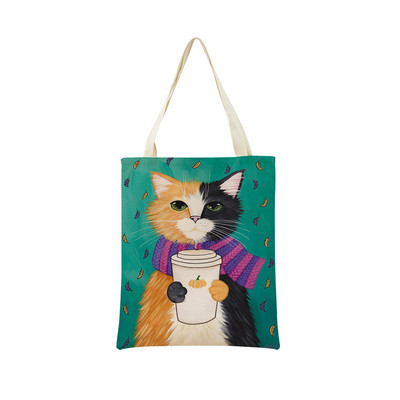 Cartoon Ryan Conners Cat Double Sided Print Пазарска чанта Еко удобни чанти за съхранение Външна сгъваема преносима дамска чанта