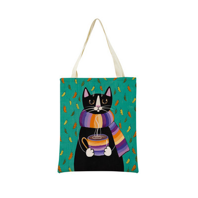 Cartoon Ryan Conners Cat Double Sided Print Пазарска чанта Еко удобни чанти за съхранение Външна сгъваема преносима дамска чанта