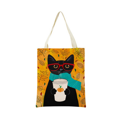 Cartoon Ryan Conners Cat Double Sided Print Пазарска чанта Еко удобни чанти за съхранение Външна сгъваема преносима дамска чанта