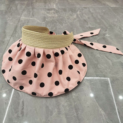 Класически дамски слънчеви шапки на точки, летни, сгъваеми, регулируеми плажни шапки с широка периферия, женски ежедневни ултравиолетови лъчи, празни горни шапки