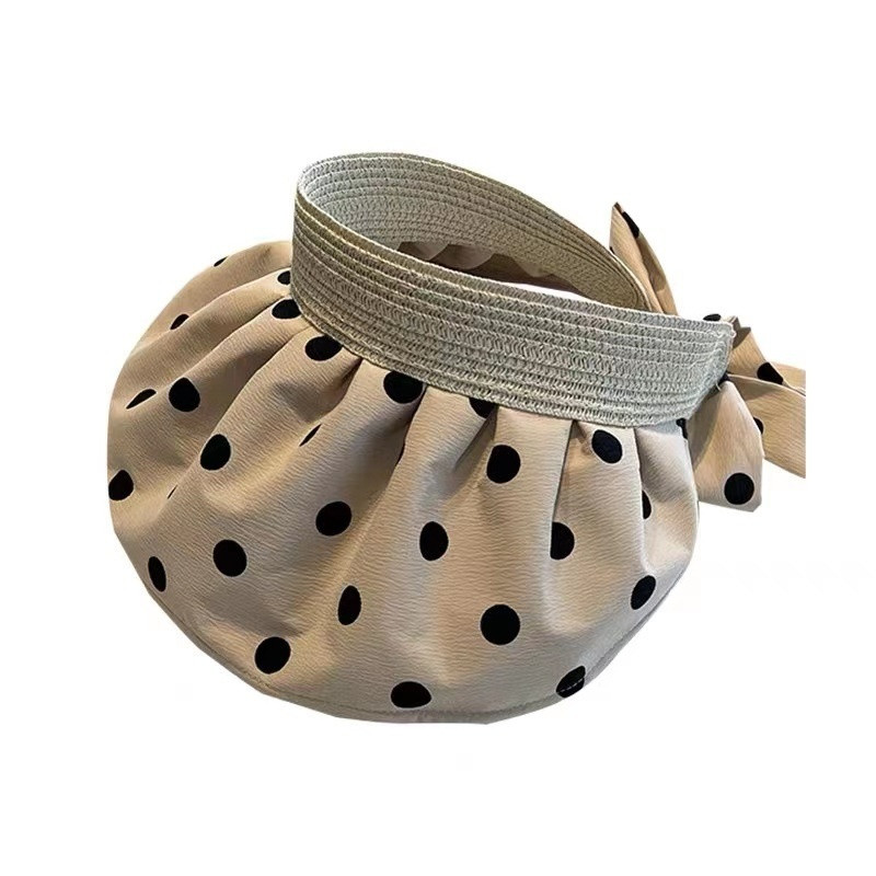 Класически дамски слънчеви шапки на точки, летни, сгъваеми, регулируеми плажни шапки с широка периферия, женски ежедневни ултравиолетови лъчи, празни горни шапки