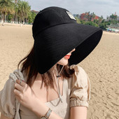 Модерен едноцветен слънцезащитен крем Плажна шапка за слънце Удобна шапка с конска опашка Лятна едноцветна дамска сенник шапка Аксесоари за костюми