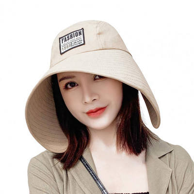 Модерен едноцветен слънцезащитен крем Плажна шапка за слънце Удобна шапка с конска опашка Лятна едноцветна дамска сенник шапка Аксесоари за костюми