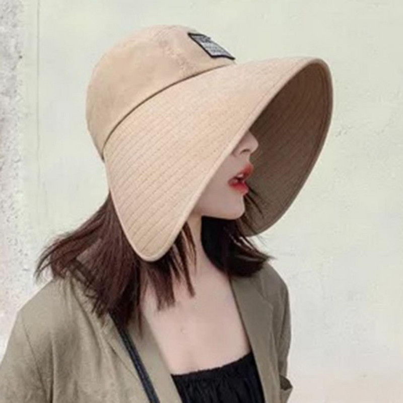 Модерен едноцветен слънцезащитен крем Плажна шапка за слънце Удобна шапка с конска опашка Лятна едноцветна дамска сенник шапка Аксесоари за костюми