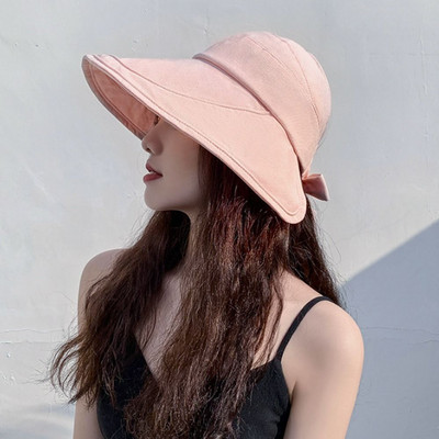 Масивна слънчева шапка, лятна дамска козирка с конска опашка, широка периферия, UV защита, плажна шапка, жълта дамска шапка за слънце, дамски шапки, сгъваеми Gorro