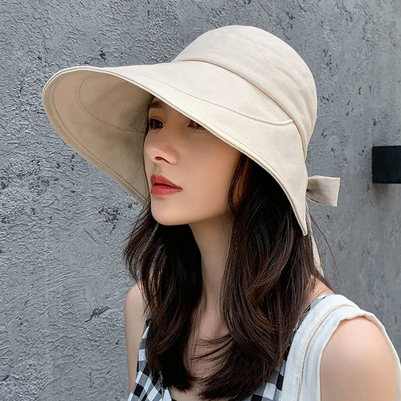 Масивна слънчева шапка, лятна дамска козирка с конска опашка, широка периферия, UV защита, плажна шапка, жълта дамска шапка за слънце, дамски шапки, сгъваеми Gorro