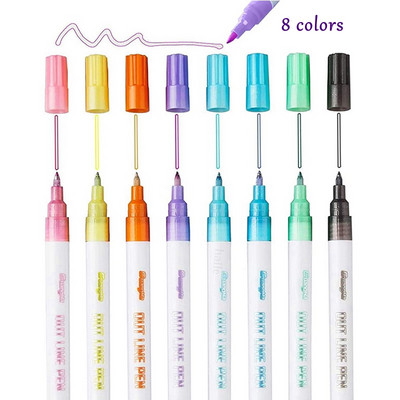 Haile 12 цвята 0,7 мм Dreamline двойни линии Контурни арт маркери Писалка Хайлайтър Дневник за скициране Скрапбукинг Детски коледен подарък