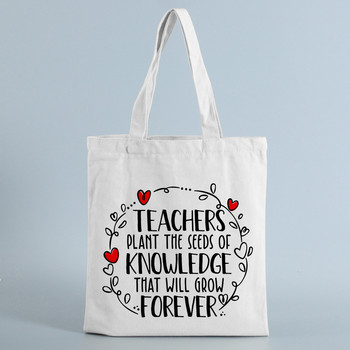 Δώρο δασκάλων Τσάντα τσάντα για δασκάλους The Seeds of Knowledge Printed Casual Shoulder Bag Πτυσσόμενη γυναικεία πάνινες τσάντες Teachers Plant