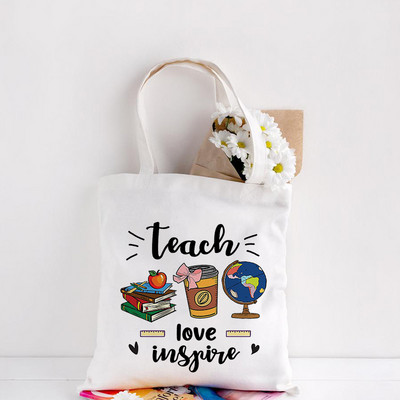 Teachers Gift Teacher Tote Bag The Seeds of Knowledge Printed Ежедневна чанта през рамо Сгъваеми дамски платнени чанти Teachers Plant