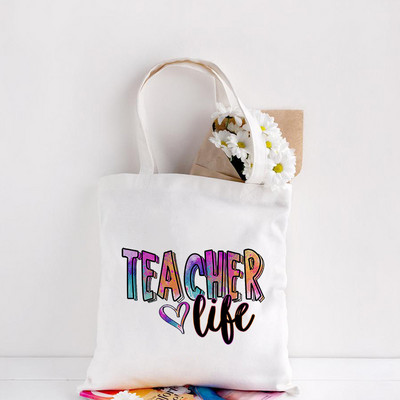 Teachers Gift Teacher Tote Bag The Seeds of Knowledge Printed Ежедневна чанта през рамо Сгъваеми дамски платнени чанти Teachers Plant