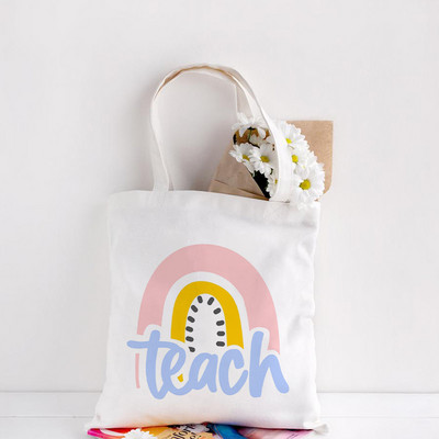 Teachers Gift Teacher Tote Bag The Seeds of Knowledge Printed Ежедневна чанта през рамо Сгъваеми дамски платнени чанти Teachers Plant