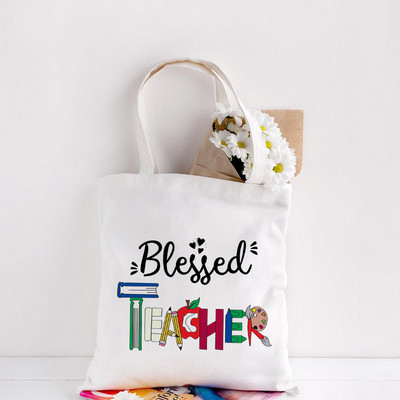 Teachers Gift Teacher Tote Bag The Seeds of Knowledge Printed Ежедневна чанта през рамо Сгъваеми дамски платнени чанти Teachers Plant