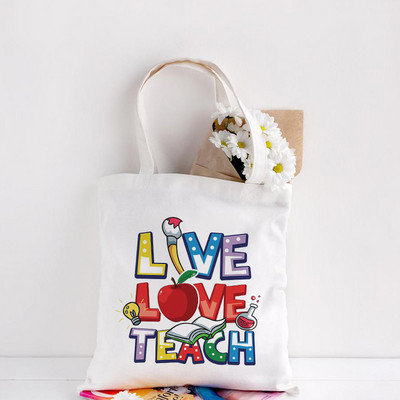 Teachers Gift Teacher Tote Bag The Seeds of Knowledge Printed Ежедневна чанта през рамо Сгъваеми дамски платнени чанти Teachers Plant
