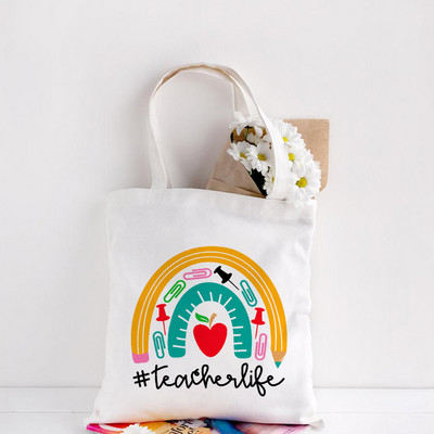 Teachers Gift Teacher Tote Bag The Seeds of Knowledge Printed Ежедневна чанта през рамо Сгъваеми дамски платнени чанти Teachers Plant