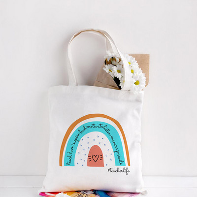 Teachers Gift Teacher Tote Bag The Seeds of Knowledge Printed Ежедневна чанта през рамо Сгъваеми дамски платнени чанти Teachers Plant