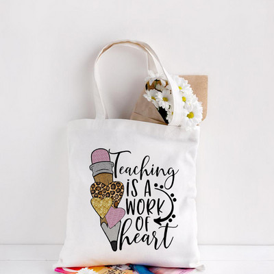 Teachers Gift Teacher Tote Bag The Seeds of Knowledge Printed Ежедневна чанта през рамо Сгъваеми дамски платнени чанти Teachers Plant