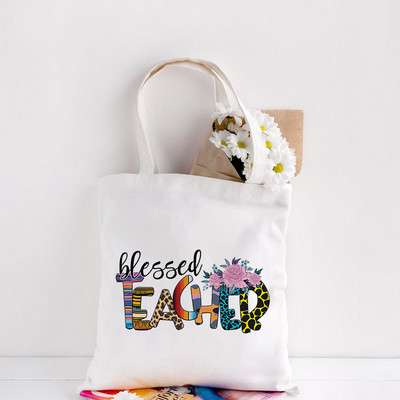 Teachers Gift Teacher Tote Bag The Seeds of Knowledge Printed Ежедневна чанта през рамо Сгъваеми дамски платнени чанти Teachers Plant