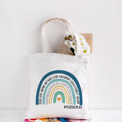 Teachers Gift Teacher Tote Bag The Seeds of Knowledge Printed Ежедневна чанта през рамо Сгъваеми дамски платнени чанти Teachers Plant