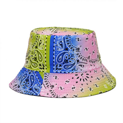 2022 модна лятна рибарска шапка с печат на Пейсли Реверсивни шапки Harajuku Bucket Hat за жени Мъже Street Hip Hop Cap Риболовна шапка