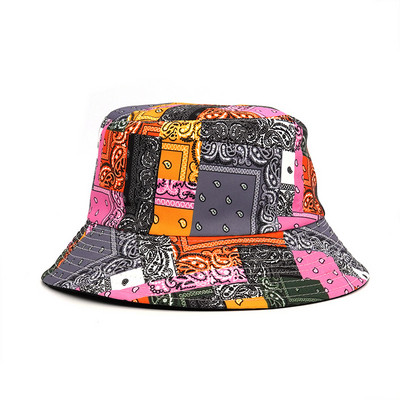 2022 модна лятна рибарска шапка с печат на Пейсли Реверсивни шапки Harajuku Bucket Hat за жени Мъже Street Hip Hop Cap Риболовна шапка