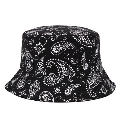 2022 модна лятна рибарска шапка с печат на Пейсли Реверсивни шапки Harajuku Bucket Hat за жени Мъже Street Hip Hop Cap Риболовна шапка