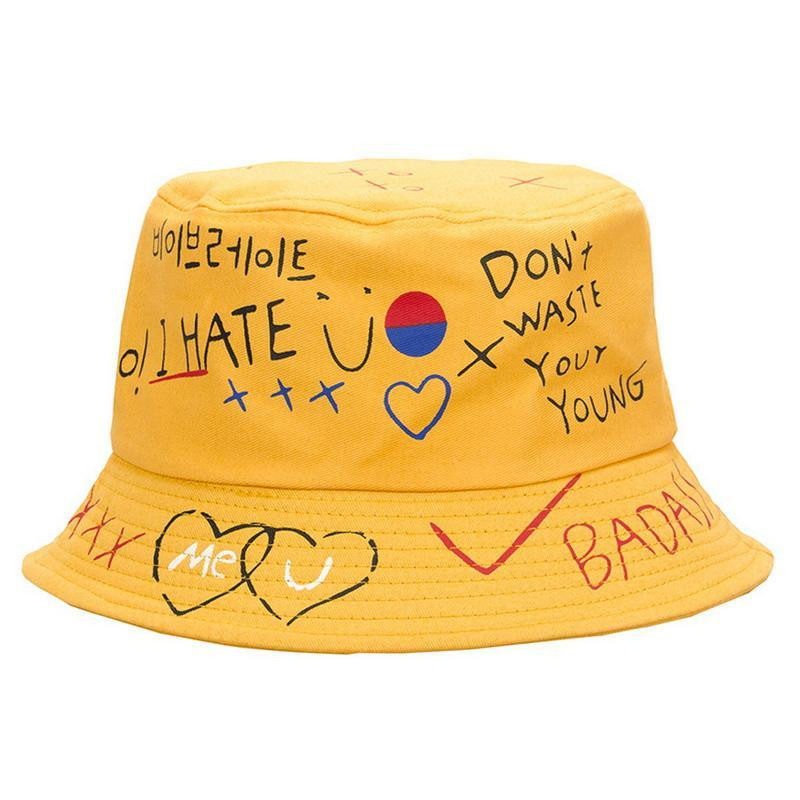 Нова лятна унисекс шапка с кофа сгъваема външна сянка мъже жени плажни рибарски шапки модна шапка шапка с графити
