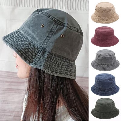 Jauna salokāma zvejnieka cepure sievietēm vasaras kokvilnas kausa cepure, mazgāta retro džinsa kausa cepures Bob cepures Hip Hop Gorros vīriešiem sievietēm