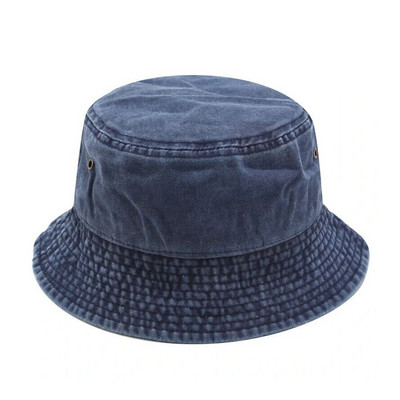 Нова сгъваема рибарска шапка Дамска лятна памучна шапка с кофа Изпрана ретро дънкова шапка с кофа Боб шапки Хип-хоп Gorros Мъже Жени