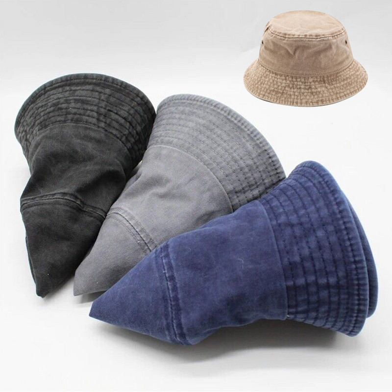 Нова сгъваема рибарска шапка Дамска лятна памучна шапка с кофа Изпрана ретро дънкова шапка с кофа Боб шапки Хип-хоп Gorros Мъже Жени