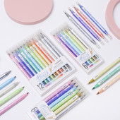 12 бр. Комплект писалки с метални четки с мастило Двустранна метална цветна рисунка Арт Маркер Линер Ръчно писане Надписи Калиграфия Живопис F912