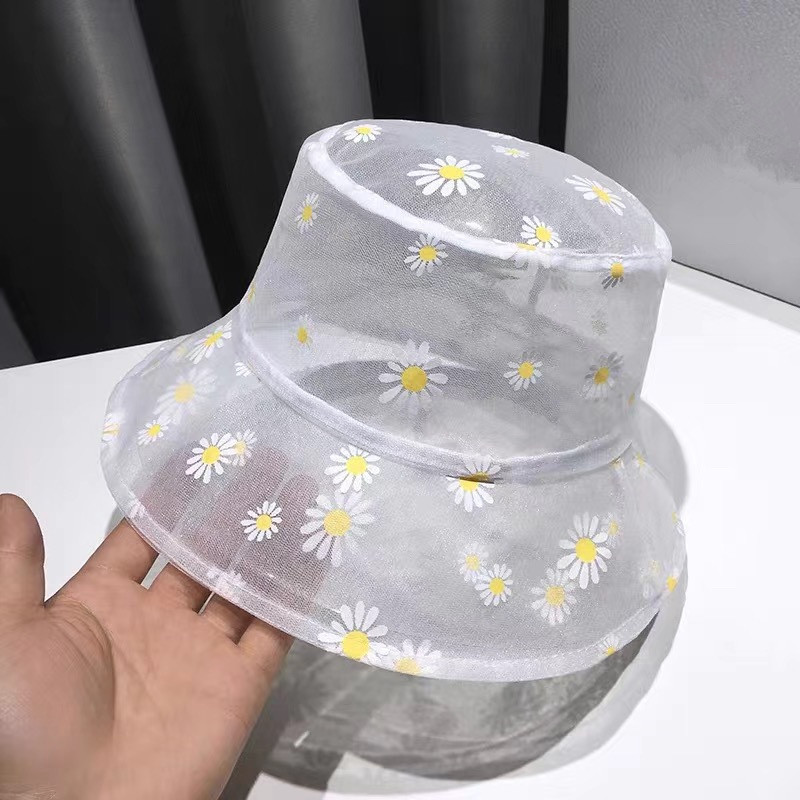 Шапка с бродирана кофа с маргаритки Дамски прозрачни дантелени плажни шапки с цветя Панама с висока горна част Модна лятна шапка с маргаритки