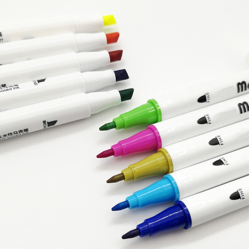 24 цветна химикалка Двуглава цветна мека четка Манга Маркер за скициране Ученически пособия Маркери Многоцветни