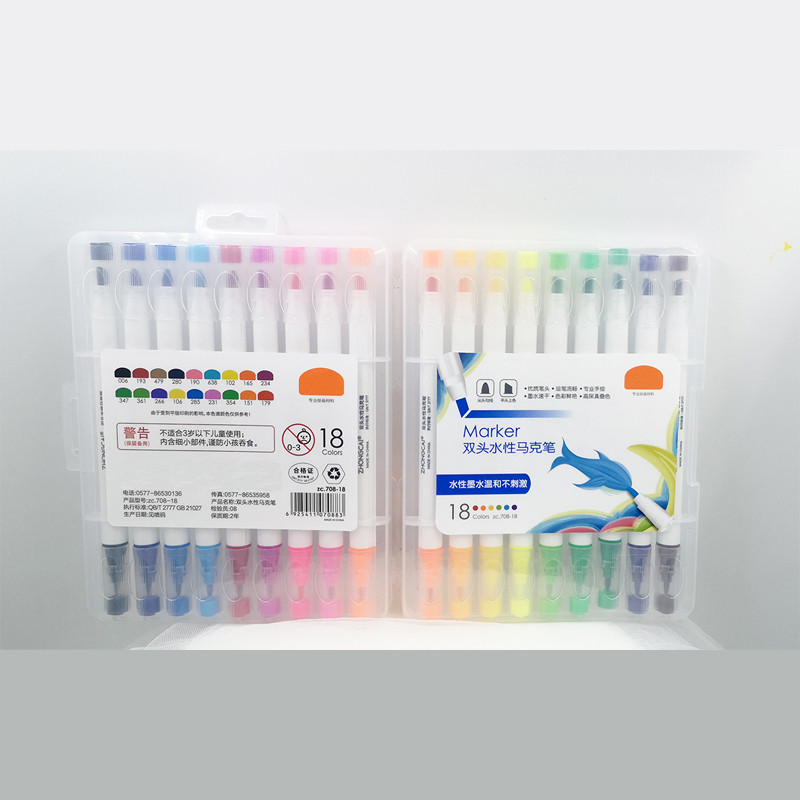 24 цветна химикалка Двуглава цветна мека четка Манга Маркер за скициране Ученически пособия Маркери Многоцветни