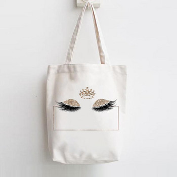 Εκτύπωση Shopper Γυναικείες Κομψές Τάσεις Χαριτωμένη τσάντα κομψών βλεφαρίδων Τάση τσάντες ώμου Τσάντες καμβά ώμου Casual Shopping Girls