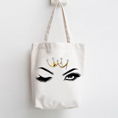 Drukas pircējs Sievietēm Eleganta Trend Jauka Tote Bag Elegant Eye Skropstas Trend Rokassomas Plecu kanvas Somas Ikdienas iepirkšanās Meitenes