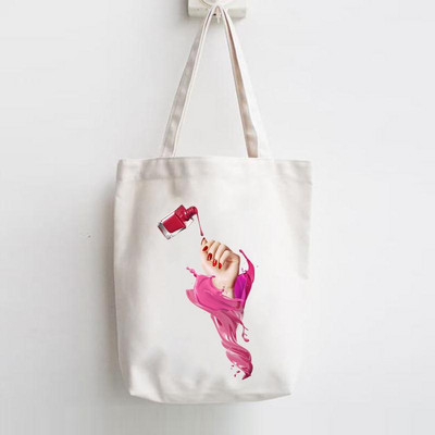 Print Shopper Жени Елегантна тенденция Сладка голяма чанта Елегантни мигли Тенденция Дамски чанти Платнени чанти през рамо Ежедневно пазаруване Момичета