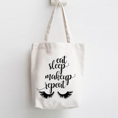 Print Shopper Жени Елегантна тенденция Сладка голяма чанта Елегантни мигли Тенденция Дамски чанти Платнени чанти през рамо Ежедневно пазаруване Момичета