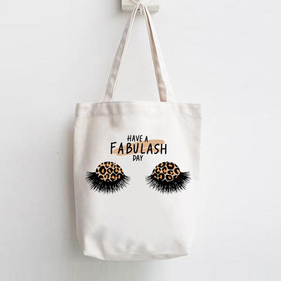 Print Shopper Жени Елегантна тенденция Сладка голяма чанта Елегантни мигли Тенденция Дамски чанти Платнени чанти през рамо Ежедневно пазаруване Момичета