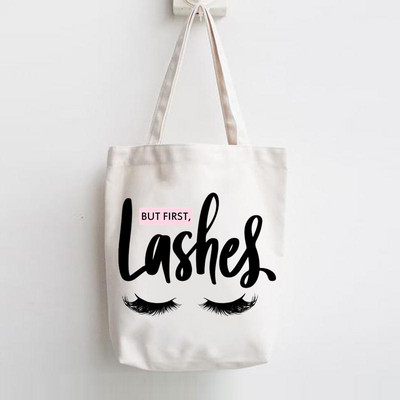 Print Shopper Жени Елегантна тенденция Сладка голяма чанта Елегантни мигли Тенденция Дамски чанти Платнени чанти през рамо Ежедневно пазаруване Момичета