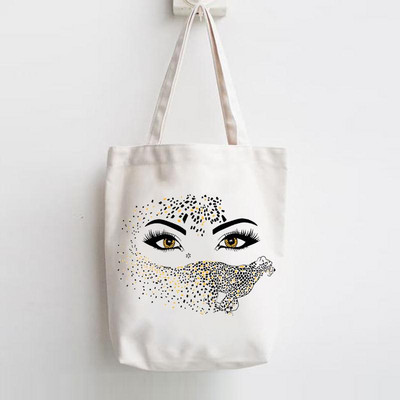 Print Shopper Жени Елегантна тенденция Сладка голяма чанта Елегантни мигли Тенденция Дамски чанти Платнени чанти през рамо Ежедневно пазаруване Момичета