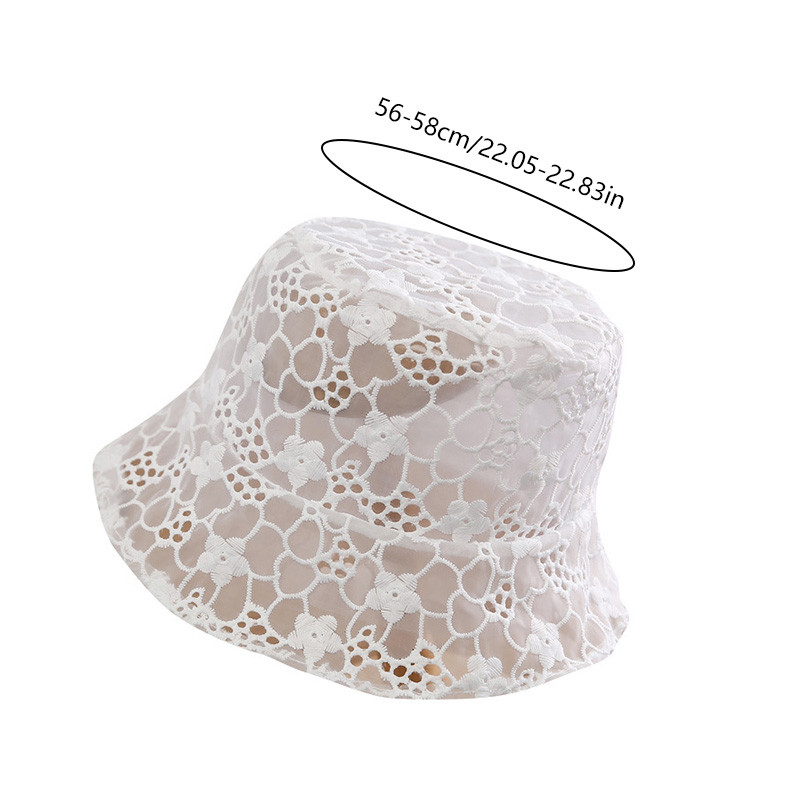 Летни слънчеви шапки Дамски рибарски шапки Прозрачни бродирани дантелени цветя Панамски плажни шапки Кофа за слънчев риболов Дишаща гора